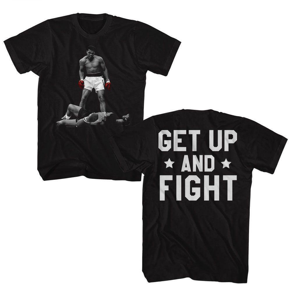 Muhammad Ali Vs Liston Get Up F B Black T Shirt 2 Sided
